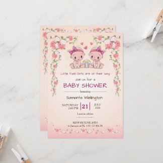 Anuncio de baby shower para Niñas GEMELAS