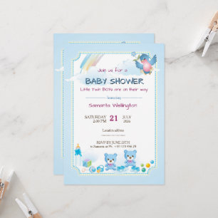 anuncio de baby shower para NIÑOS GEMELos
