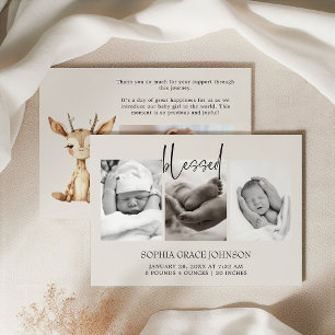 Anuncio de bebé con animales de guardería de peluc