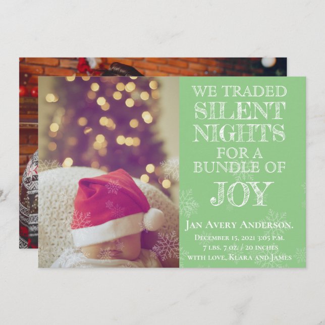 Anuncio de bebé de foto de Navidad (Anverso / Reverso)