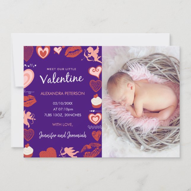 Anuncio de bebé el día de San Valentín cupidos mor (Anverso)