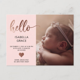 Anuncio de bebé foto Hello rosa lindo