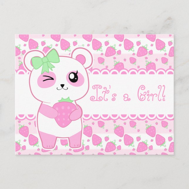 Anuncio de bebé lindo rosa Kawaii oso Panda (Anverso)