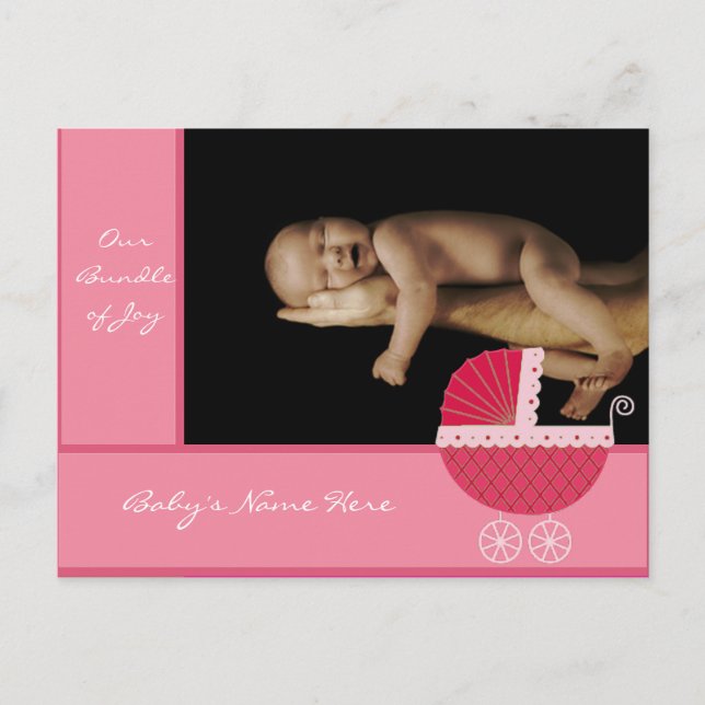 Anuncio de Bebé Mujer - Cochecito de Bebé Rosa (Anverso)
