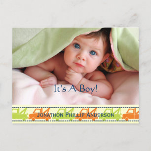Anuncio de bebé niño de grúa remolque