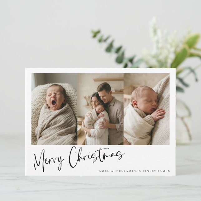 Anuncio de bebé recién nacido Navidad Multi Foto (Anverso de pie)