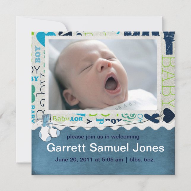 Anuncio de bebé varón (Anverso)