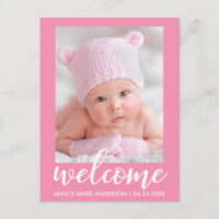 Anuncio de Bienvenida al Nuevo Bebé Rosa