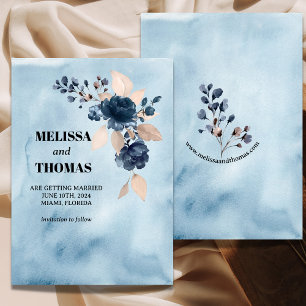 Anuncio de Blue Floral Watercolor Save The Date