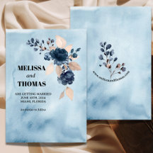 Anuncio de Blue Floral Watercolor Save The Date