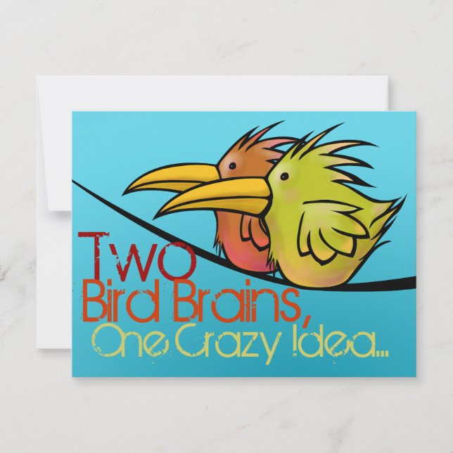 Anuncio de Boda, 2 Pájaros en un Cable, Divertido (Anverso)