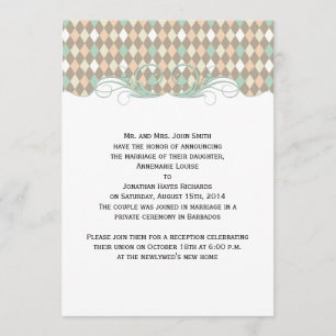 Anuncio de Boda Arlequín Verde Marrón Melocotón