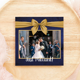 Anuncio de Boda Azul Oscuro con Dorado