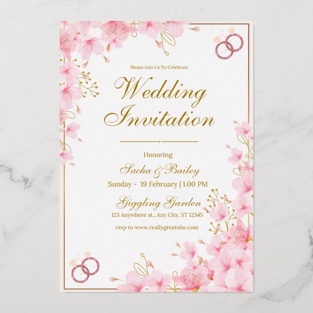 Anuncio de Boda Blanco y Rosa Moderno (Anverso)