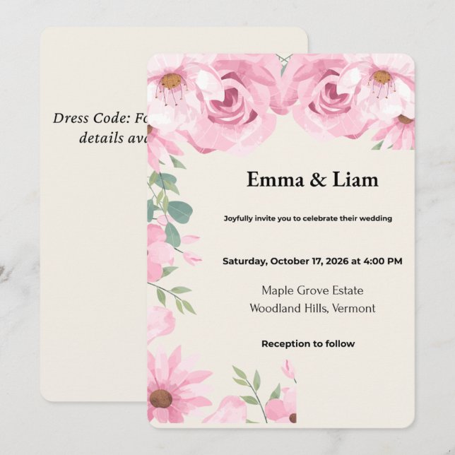 Anuncio de Boda Botánico con Acuarela | Editable (Anverso / Reverso)