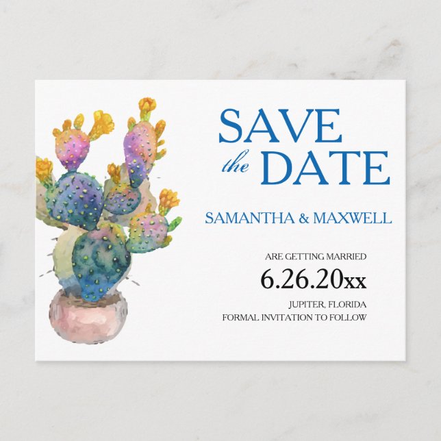 Anuncio de Boda Cactus Save The Date (Anverso)