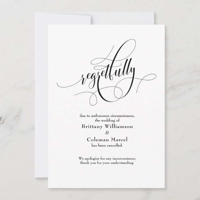 Anuncio de Boda Cancelada con Elegante Arrepentimi (Anverso)