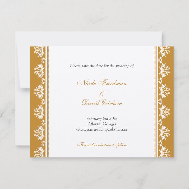 Anuncio de boda con borde de filigrana marrón écru (Anverso)