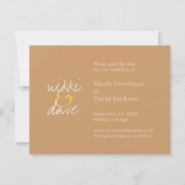 Anuncio de boda con brillo de bronce chic simple (Anverso)