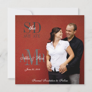 Anuncio de Boda con Fecha de Guardado de Foto con 
