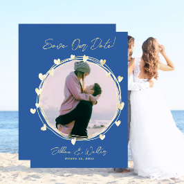 Anuncio de Boda con Foto, Azul, Nombres,