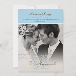 Anuncio de Boda con Foto de Aqua Floral Flourish