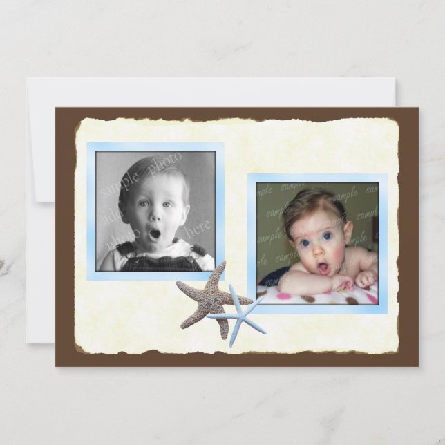 Anuncio de Boda con Foto de Bebe de Él y Ella (Anverso)