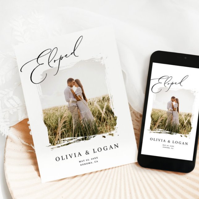 Anuncio de Boda con Foto de Escritura Moderna Fuga (Subido por el creador)