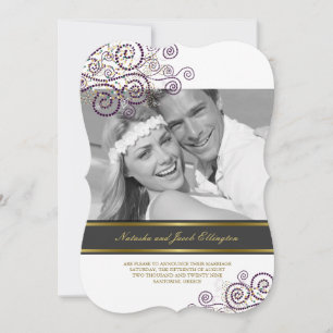 Anuncio de Boda con Foto de Espirales Morados Boho