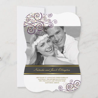 Anuncio de Boda con Foto de Espirales Morados Boho