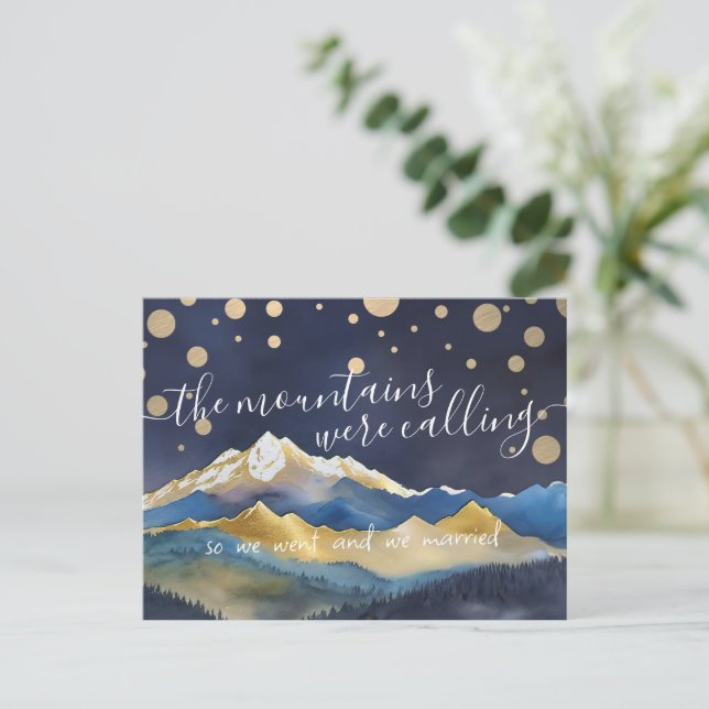 Anuncio de Boda con Foto de Montañas que Llaman (Anverso de pie)