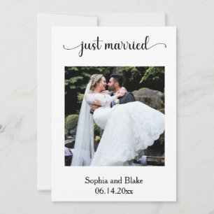 Anuncio de Boda con Foto en Blanco y Dorado