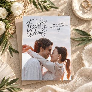 Anuncio de Boda con Foto y Bebidas Gratis Save the