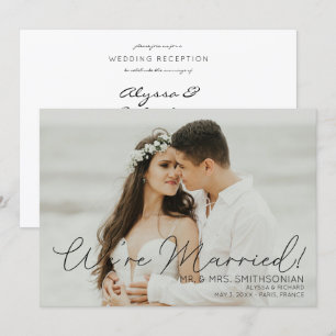 Anuncio de boda con foto y recepción en negro Invi