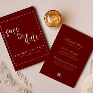 Anuncio de Boda con Holograma Burgundy Save The Da