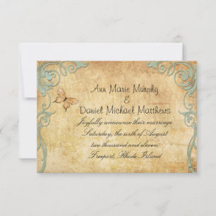 Anuncio de Boda con Mariposa de Papel Vintage