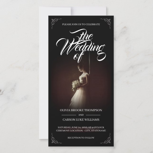 Anuncio de boda con novia de pie - Clásico (Anverso)