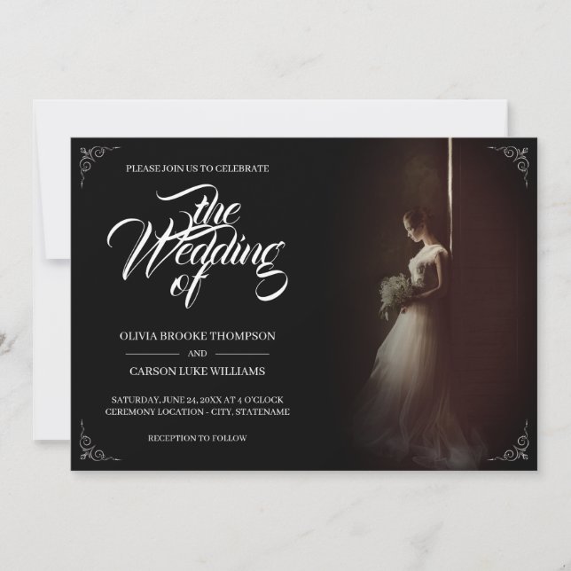 Anuncio de boda con novia de pie - Clásico (Anverso)