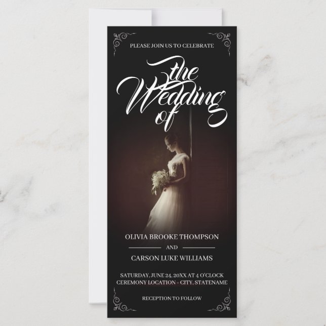 Anuncio de boda con novia de pie - Clásico (Anverso)