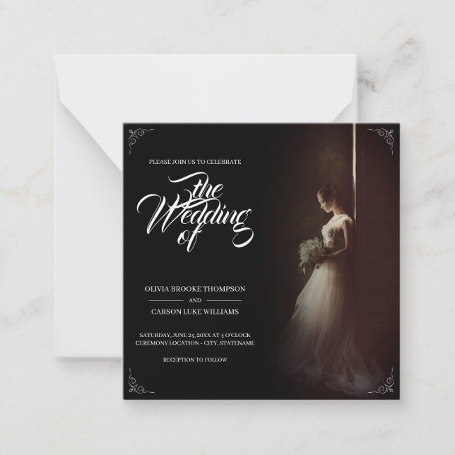 Anuncio de boda con novia de pie - Clásico (Anverso)