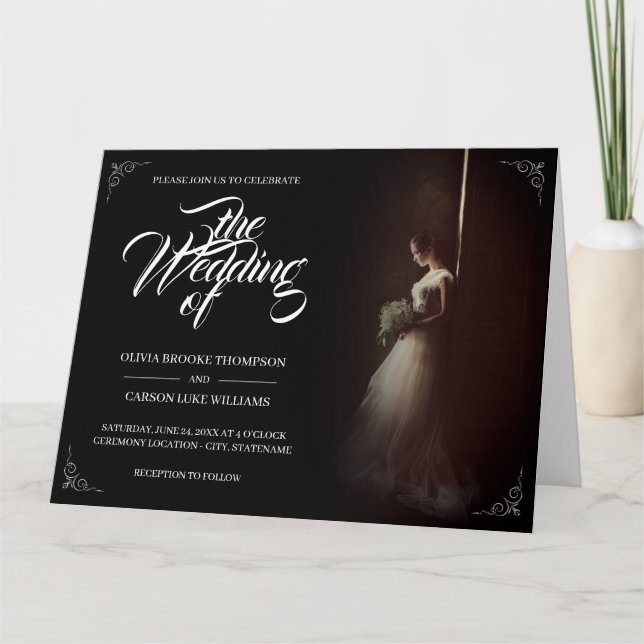 Anuncio de boda con novia de pie - Clásico (Anverso)