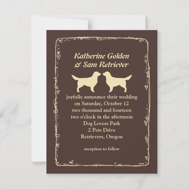 Anuncio de Boda con Siluetas de Golden Retriever (Anverso)