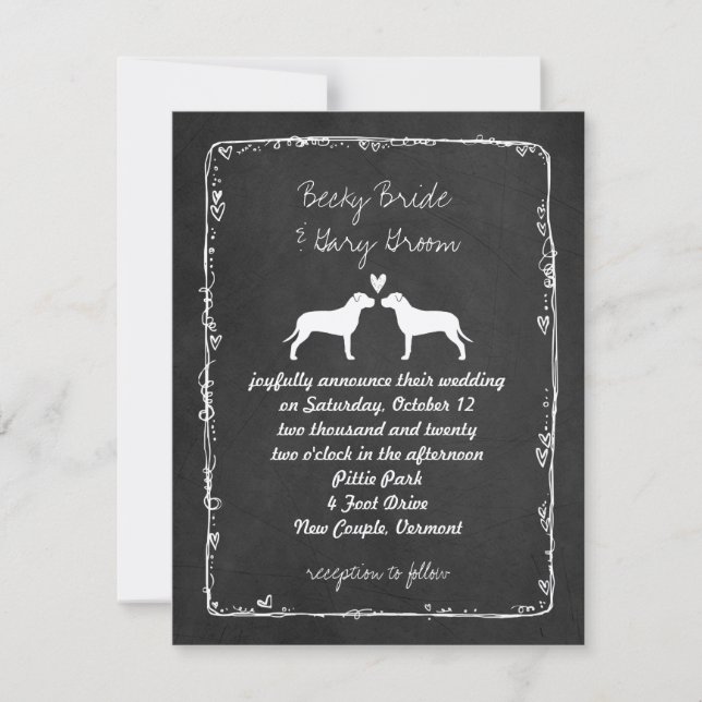 Anuncio de Boda con Siluetas de Pit Bull (Anverso)