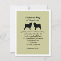 Anuncio de Boda con Siluetas de Pug Negro