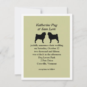 Anuncio de Boda con Siluetas de Pug Negro