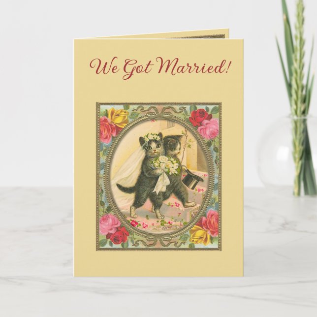 Anuncio de boda con tema de gato  (Anverso)