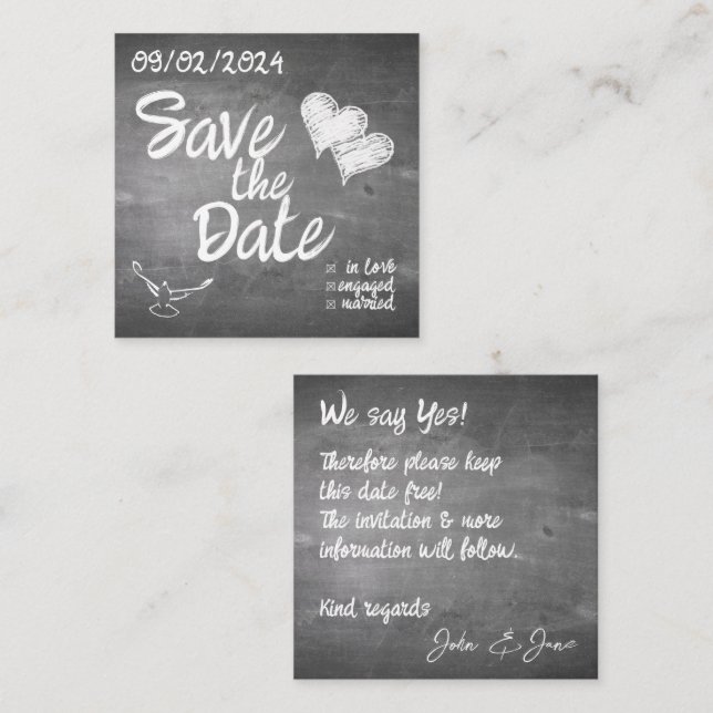 Anuncio de Boda con Tipografía de Pizarra (Anverso / Reverso)