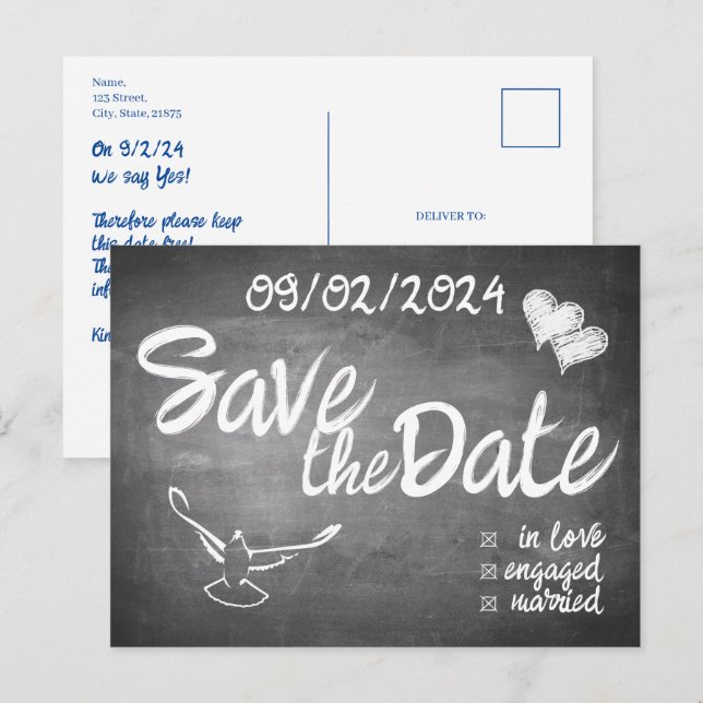 Anuncio de Boda con Tipografía de Pizarra (Anverso / Reverso)