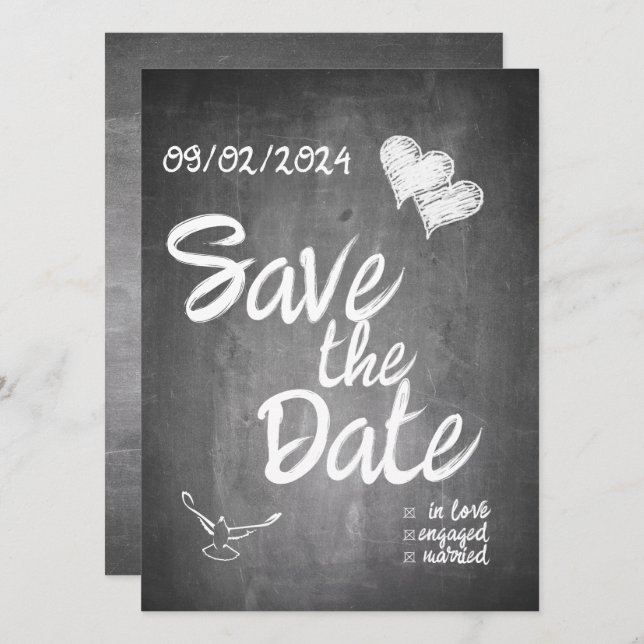 Anuncio de Boda con Tipografía de Pizarra (Anverso / Reverso)