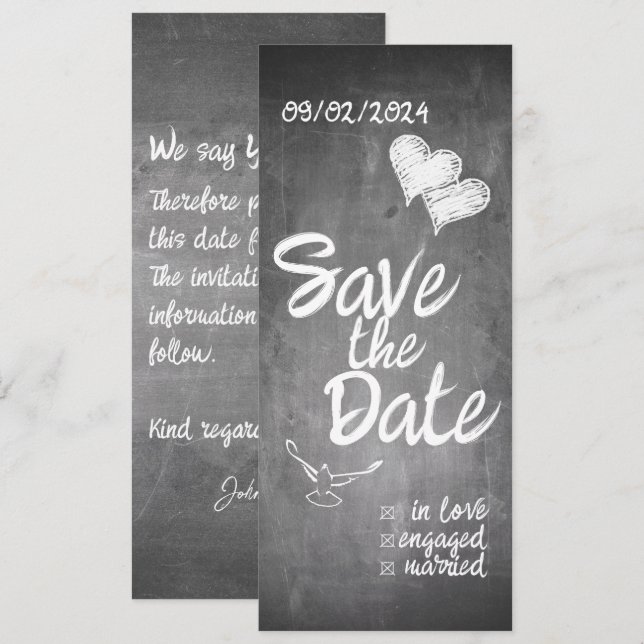 Anuncio de Boda con Tipografía de Pizarra (Anverso / Reverso)
